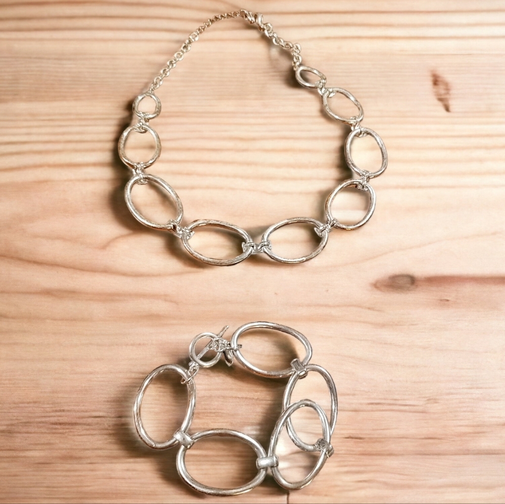 Designer Bracelet Silver Plated Link Necklace  and Bracelet Premier Designs